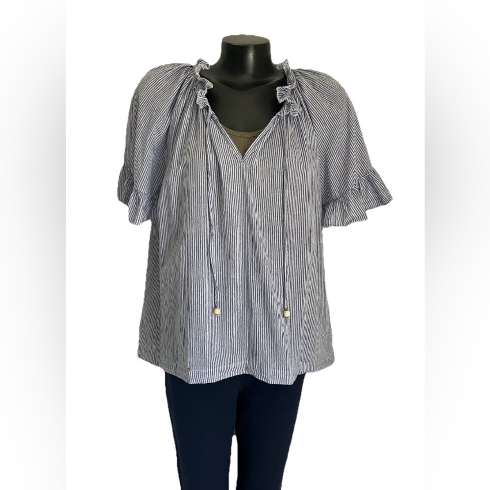 TUCKERNUCK boho PEASANT STRIPED short SLEEVED blouse top Size: XL perfect!